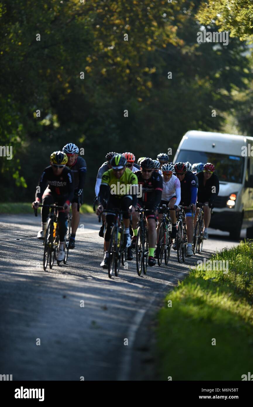 Marathon Bike ride, Multiple riders in countryside Stock Photo - Alamy