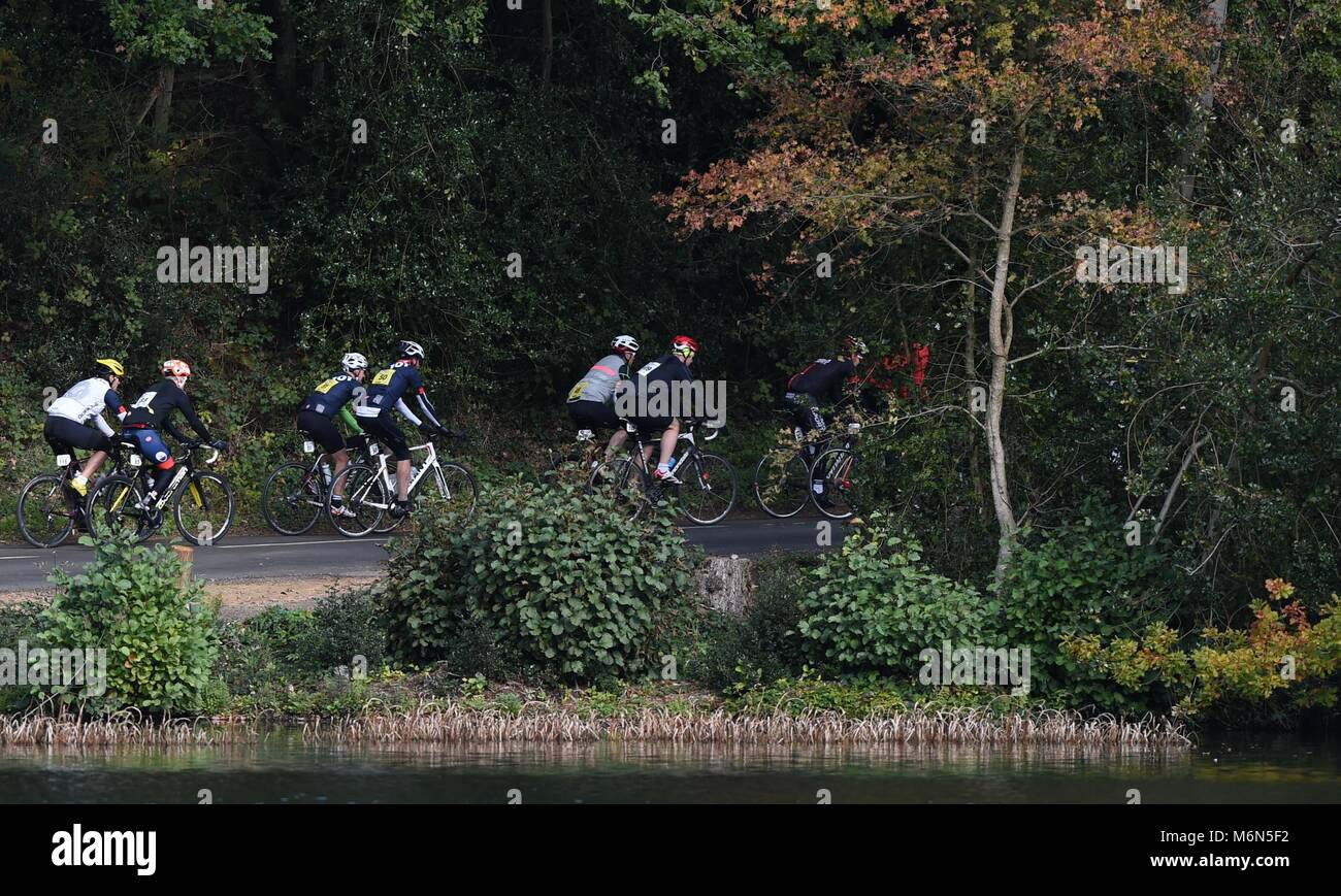 Marathon Bike ride, Multiple riders in countryside Stock Photo Alamy