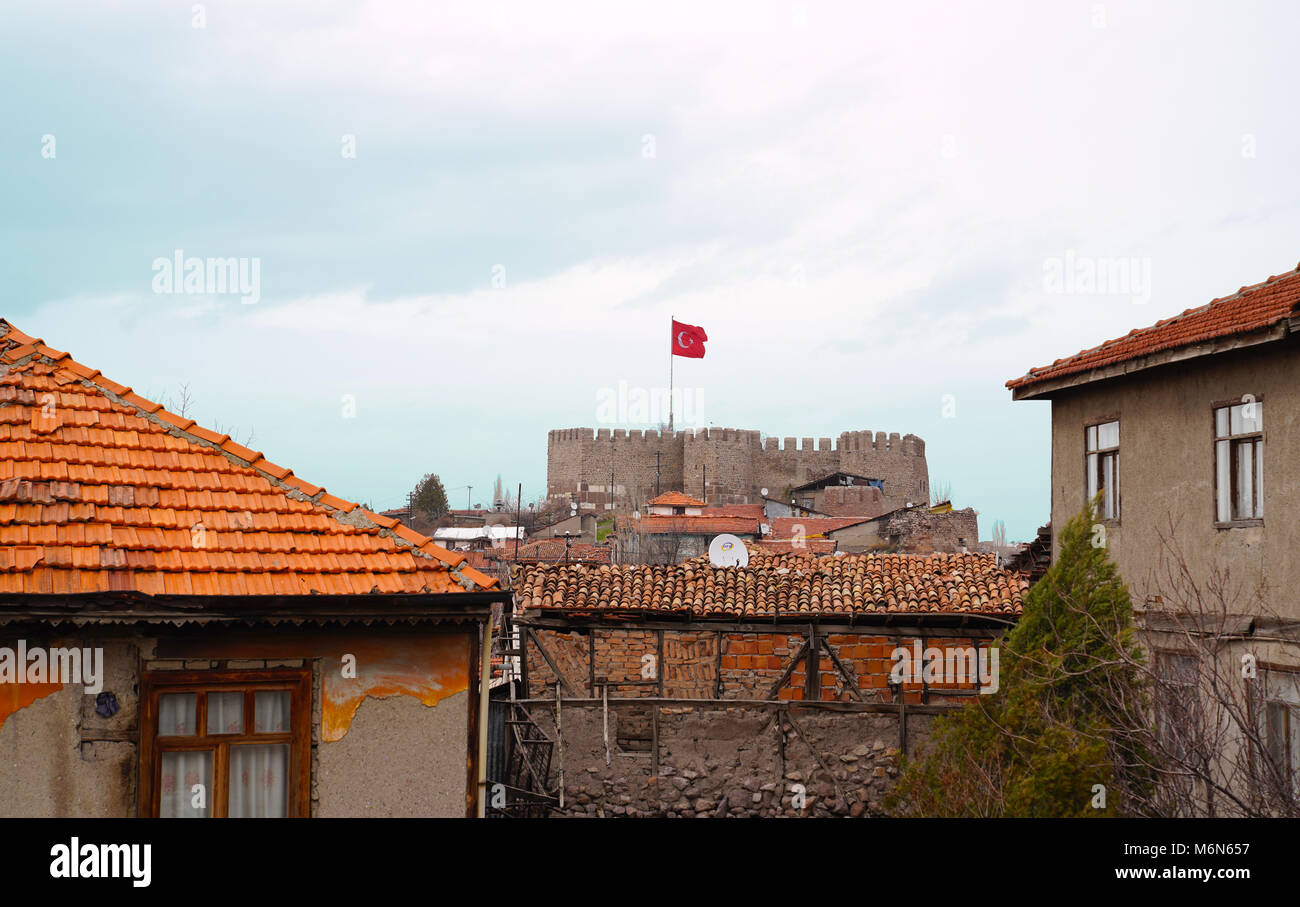 Ankara Castle and old houses around there Stock Photo