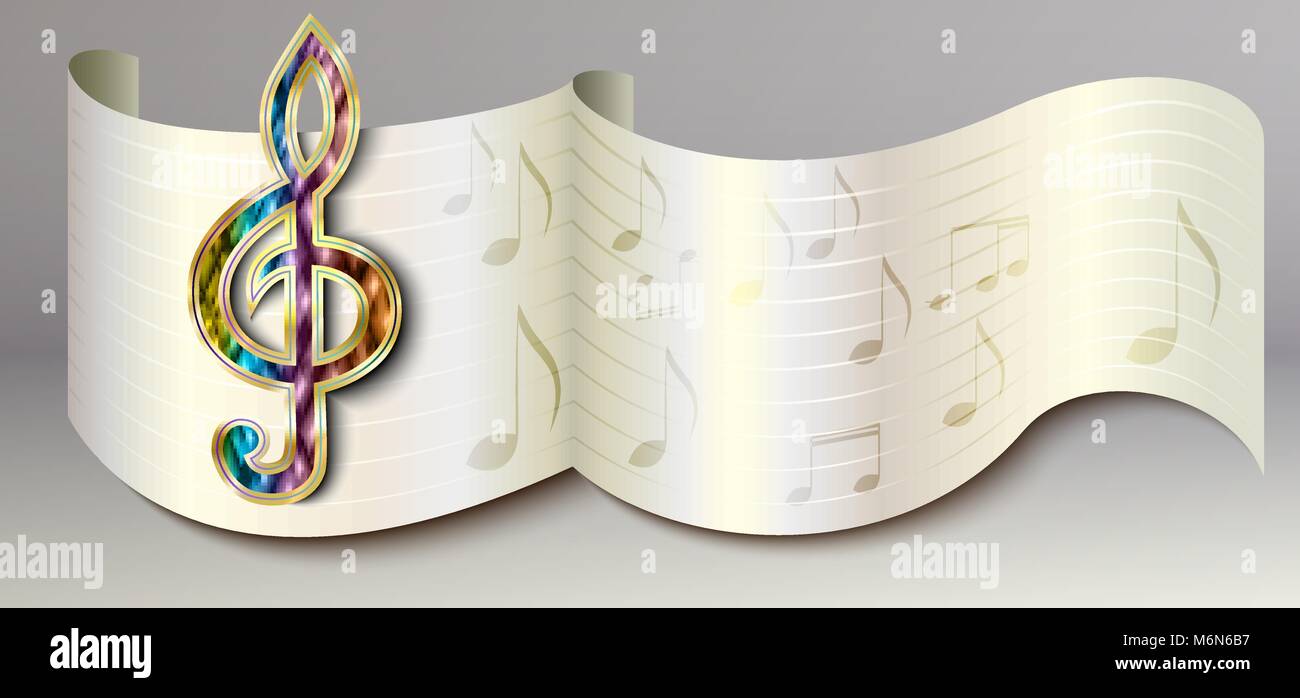 White paper music icon, banner, background with music notes and treble clef  Stock Vector Image & Art - Alamy