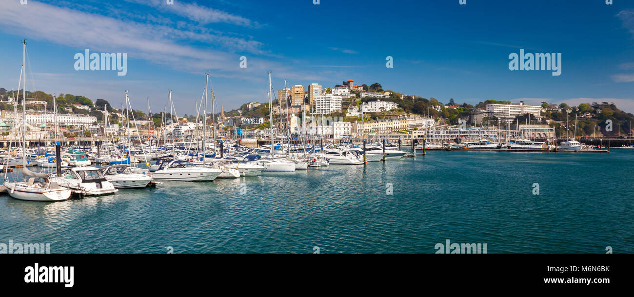 TORQUAY, UNITED KINGDOM - 7th of May 2016 - Summer at Torquay Harbour & Marina Devon England UK a popular tourist destination Stock Photo