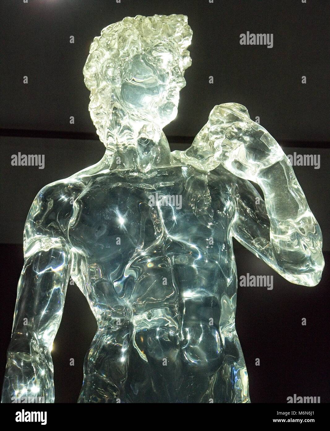 David's sculpture made from glass. Reflection in whole sculpture Stock Photo