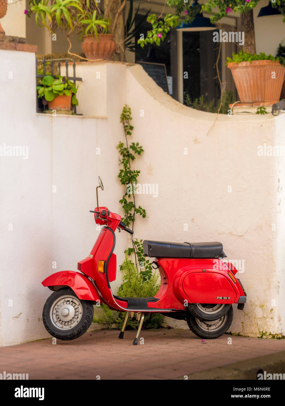 Red Italian Vespa PK 50 S moped Stock Photo - Alamy