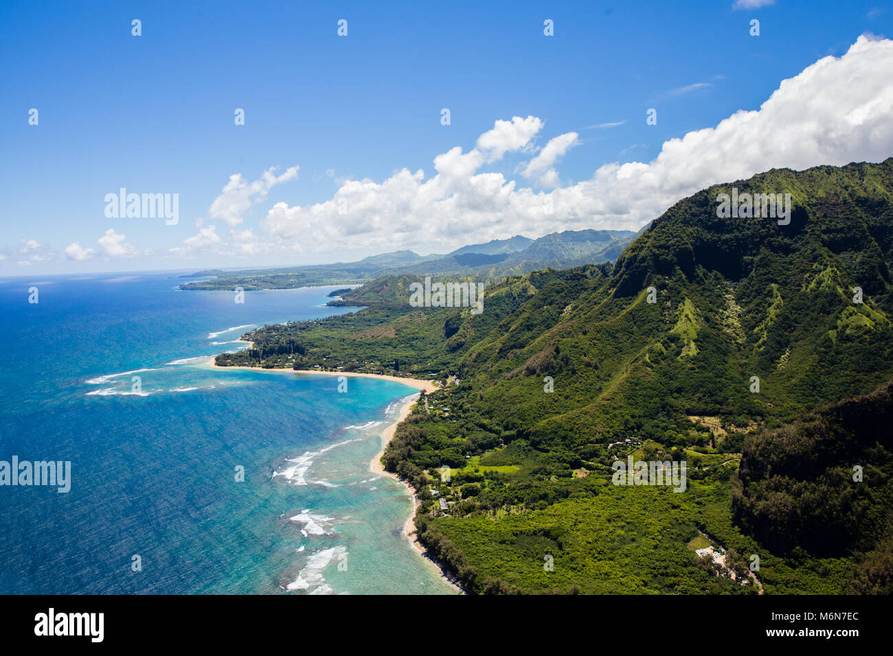 Na Pali Coast by Helicopter - Kauai, Hawaii Stock Photo