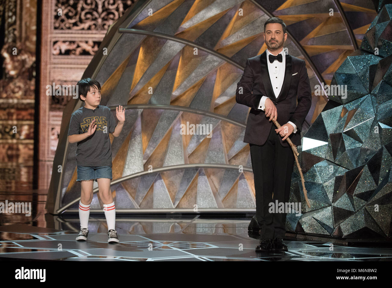 Hollywood, CA, USA. 4th Mar, 2018. 04 March 2018 - Hollywood, California - ''Young Jimmy Kimmel'' and Jimmy Kimmel. 90th Annual Academy Awards presented by the Academy of Motion Picture Arts and Sciences held at the Dolby Theatre. Photo Credit: A.M.P.A.S./AdMedia Credit: A.M.P.A.S/AdMedia/ZUMA Wire/Alamy Live News Stock Photo