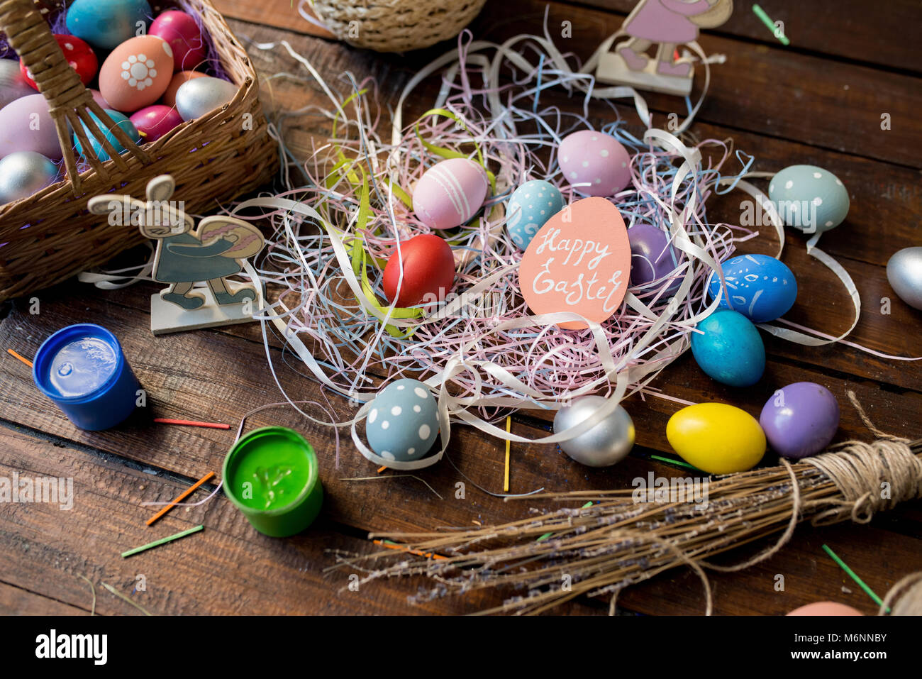 Easter Decorations Background Stock Photo Alamy
