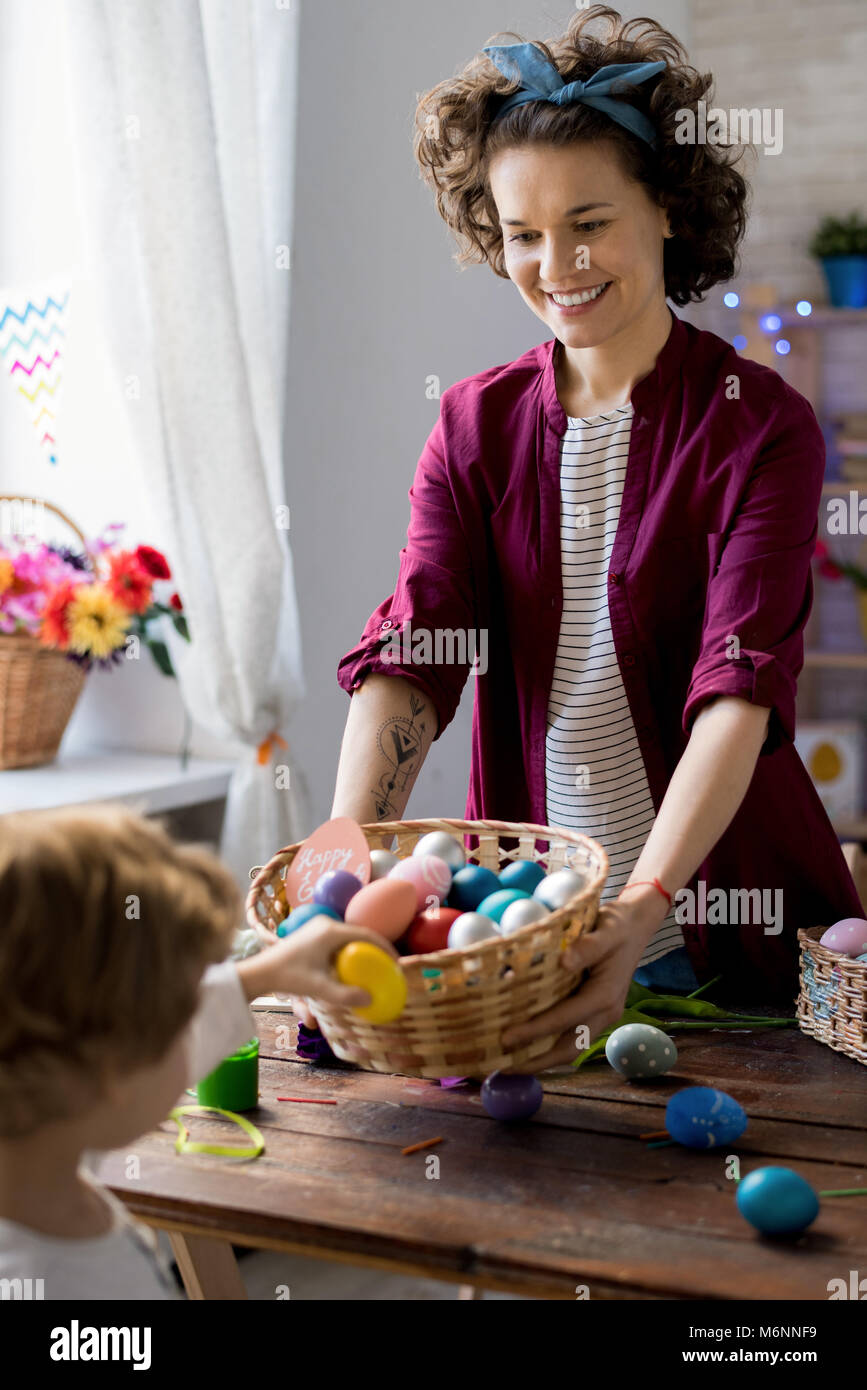 Young Woman Giving Out Easter Eggs Stock Photo Alamy(00)