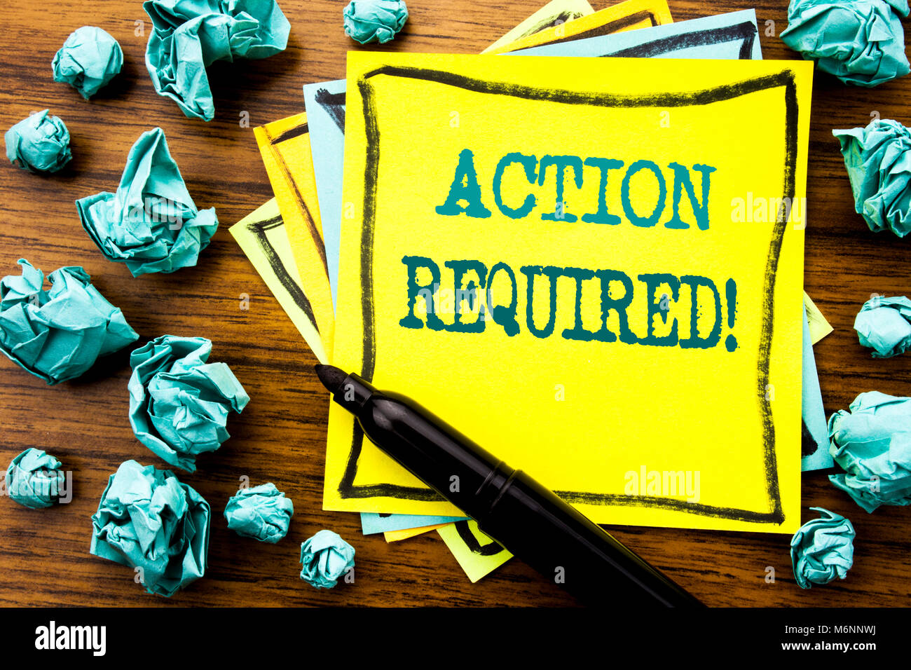 Handwritten text showing Action Required. Business concept for ...