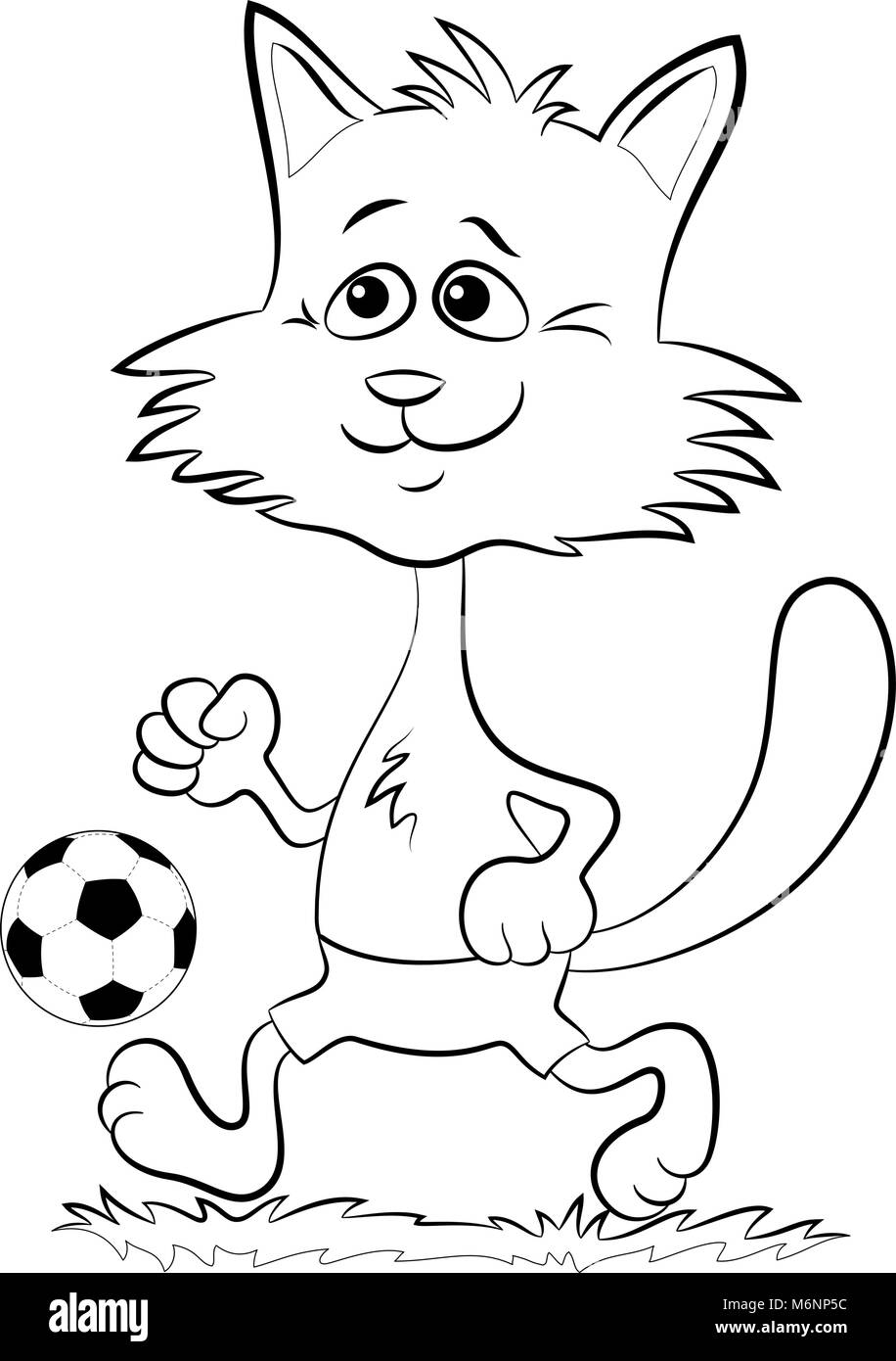 Contour Cat with Soccer Ball Stock Vector Image & Art - Alamy