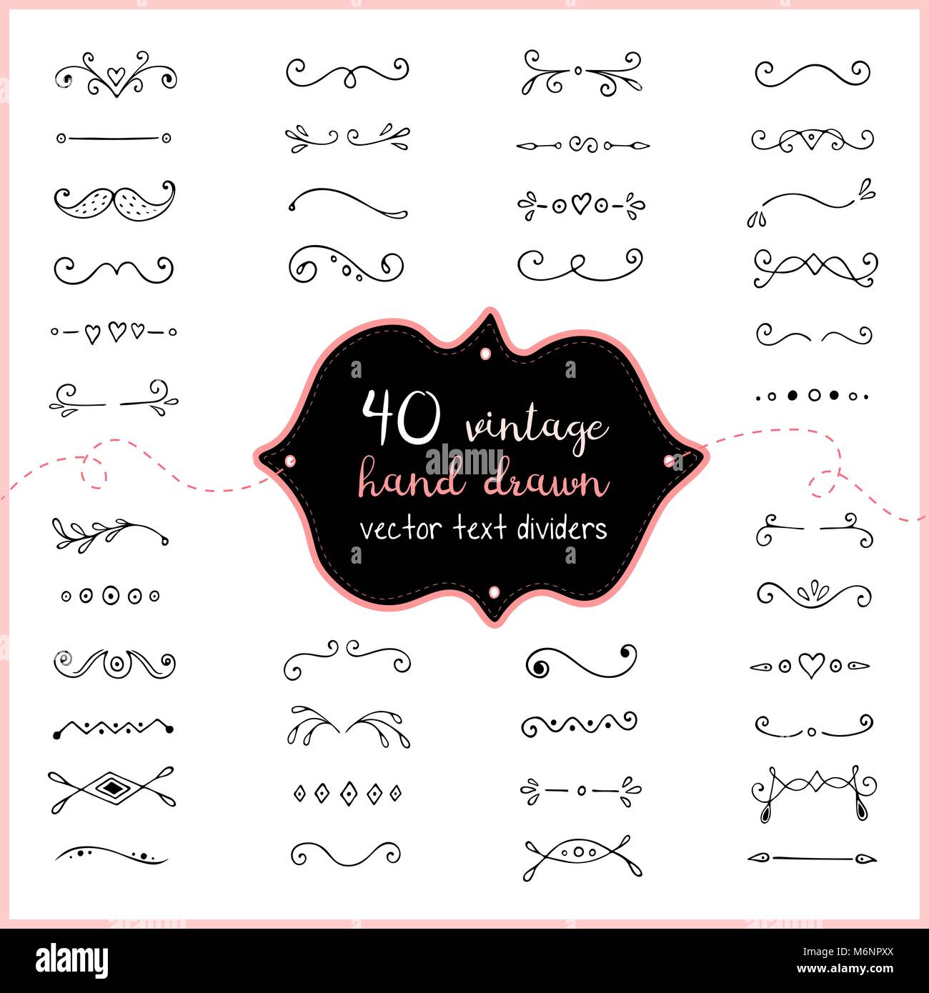 Hand Drawn Text Dividers Vector Doodle Dividers Vintage