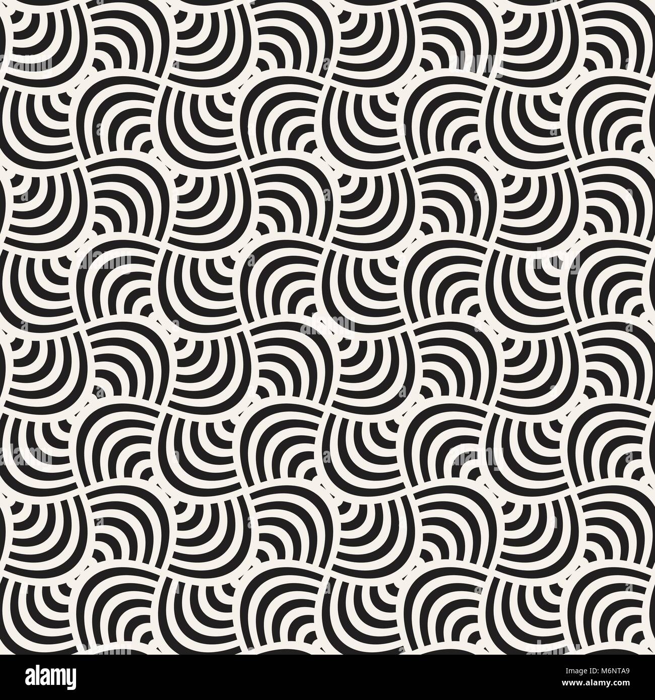 Vector geometric seamless pattern with curved shapes grid. Abstract ...