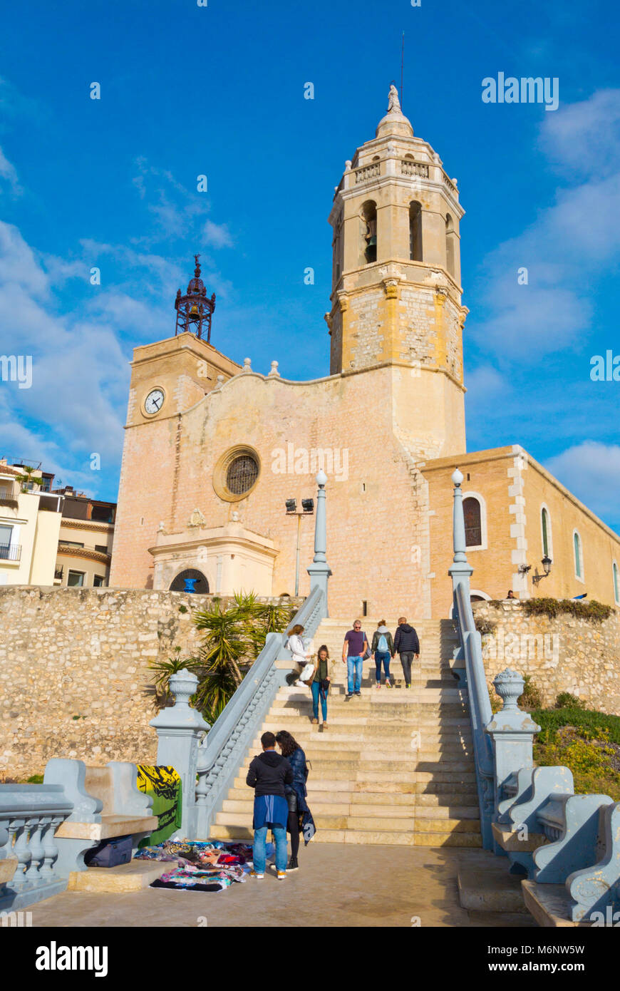 Parroquia de Sant Bartomeu i Santa Tecla, Sitges, Catalonia, Spain Stock Photo