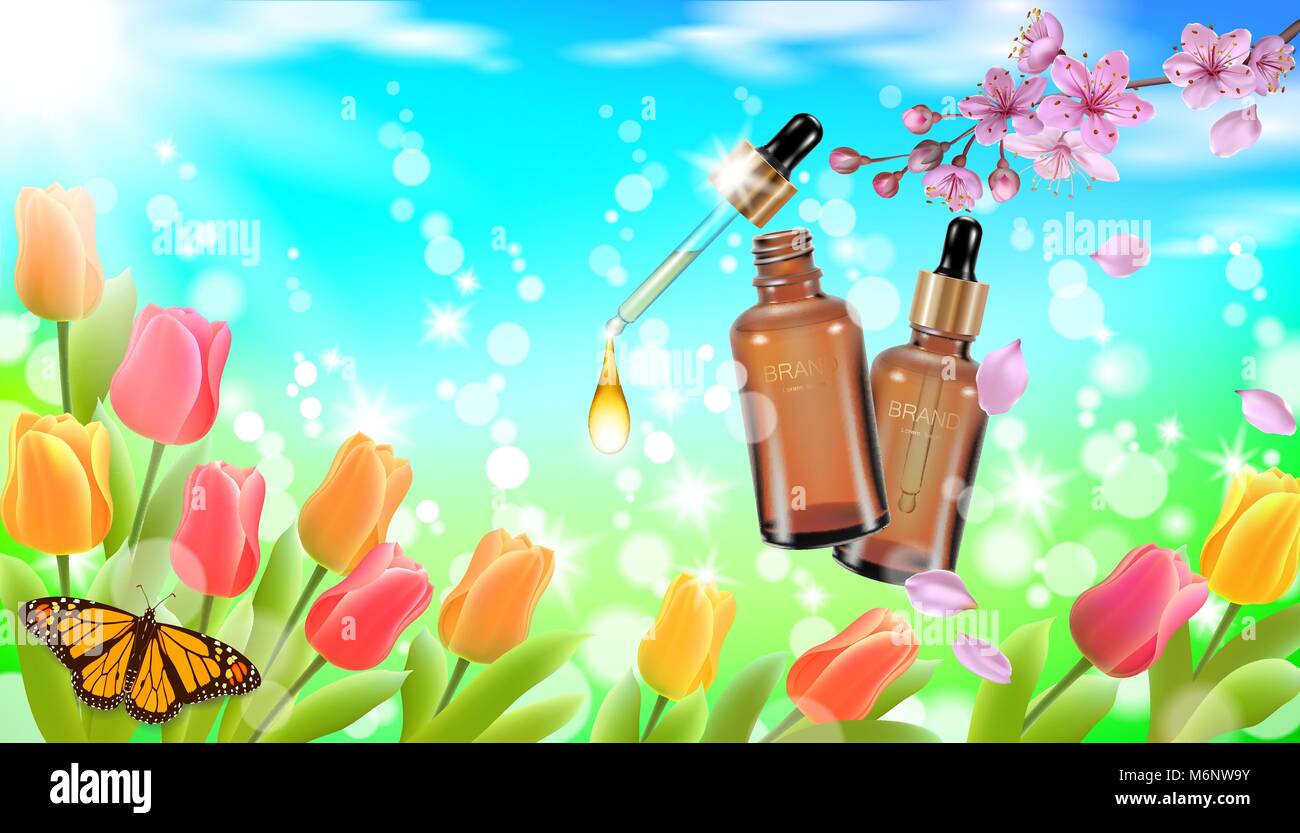 green grass blue sky flowers garden realistic cosmetic bottle spring landscape green grass blue sky light background tulip flower butterfly sakura cherry blossom 3d medicine drug allergy green grass blue sky flowers garden realistic cosmetic bottle spring landscape green grass blue sky light background tulip flower butterfly sakura cherry blossom 3d medicine drug allergy