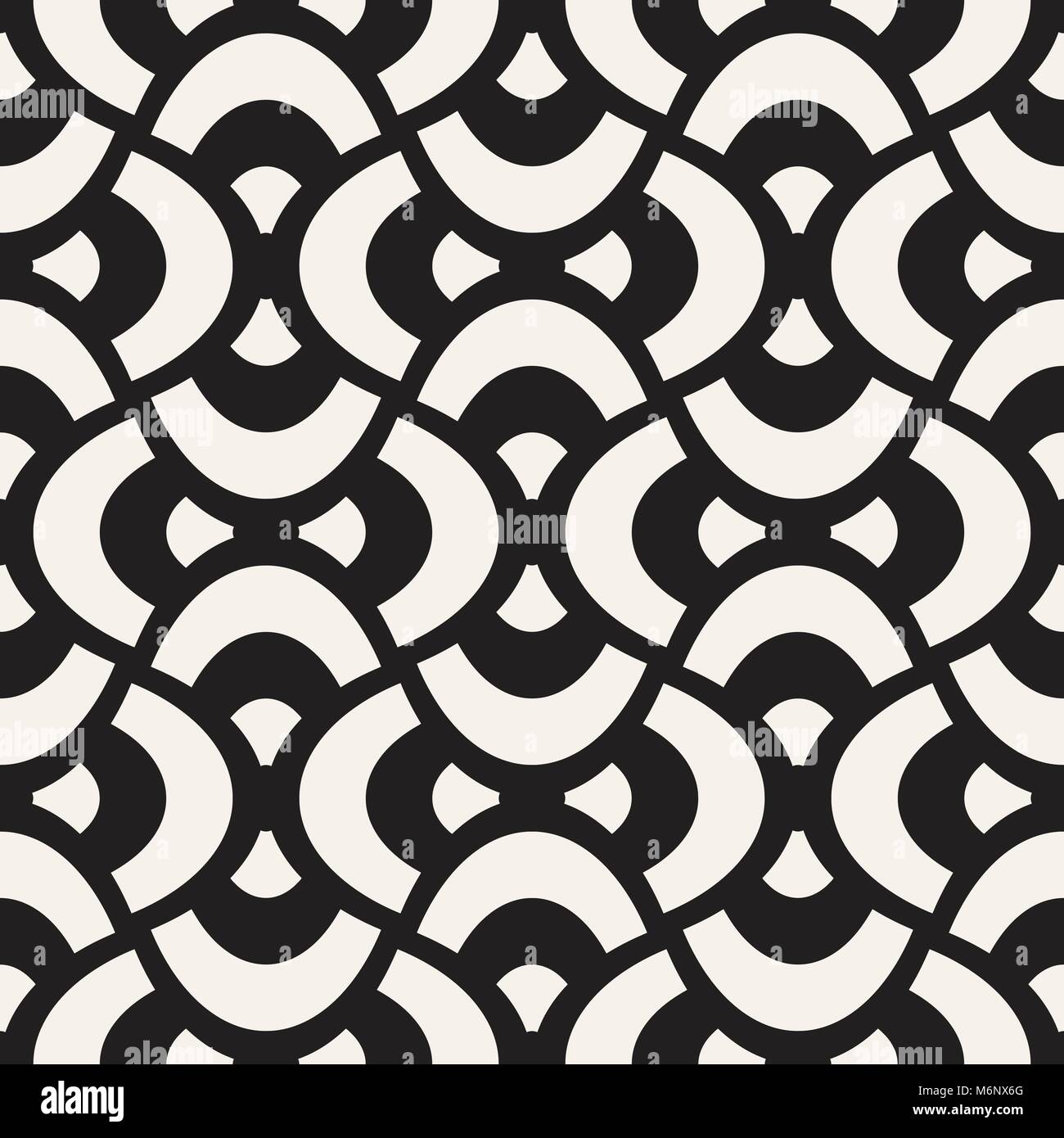 Vector geometric seamless pattern with curved shapes grid. Abstract ...