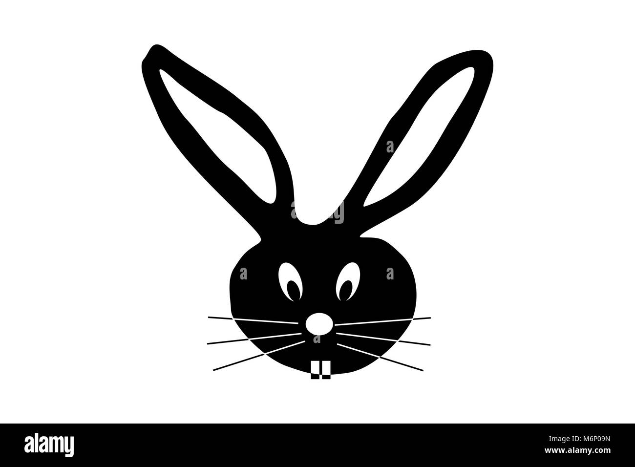 Rabbit head vector illustration black and white Stock Vector