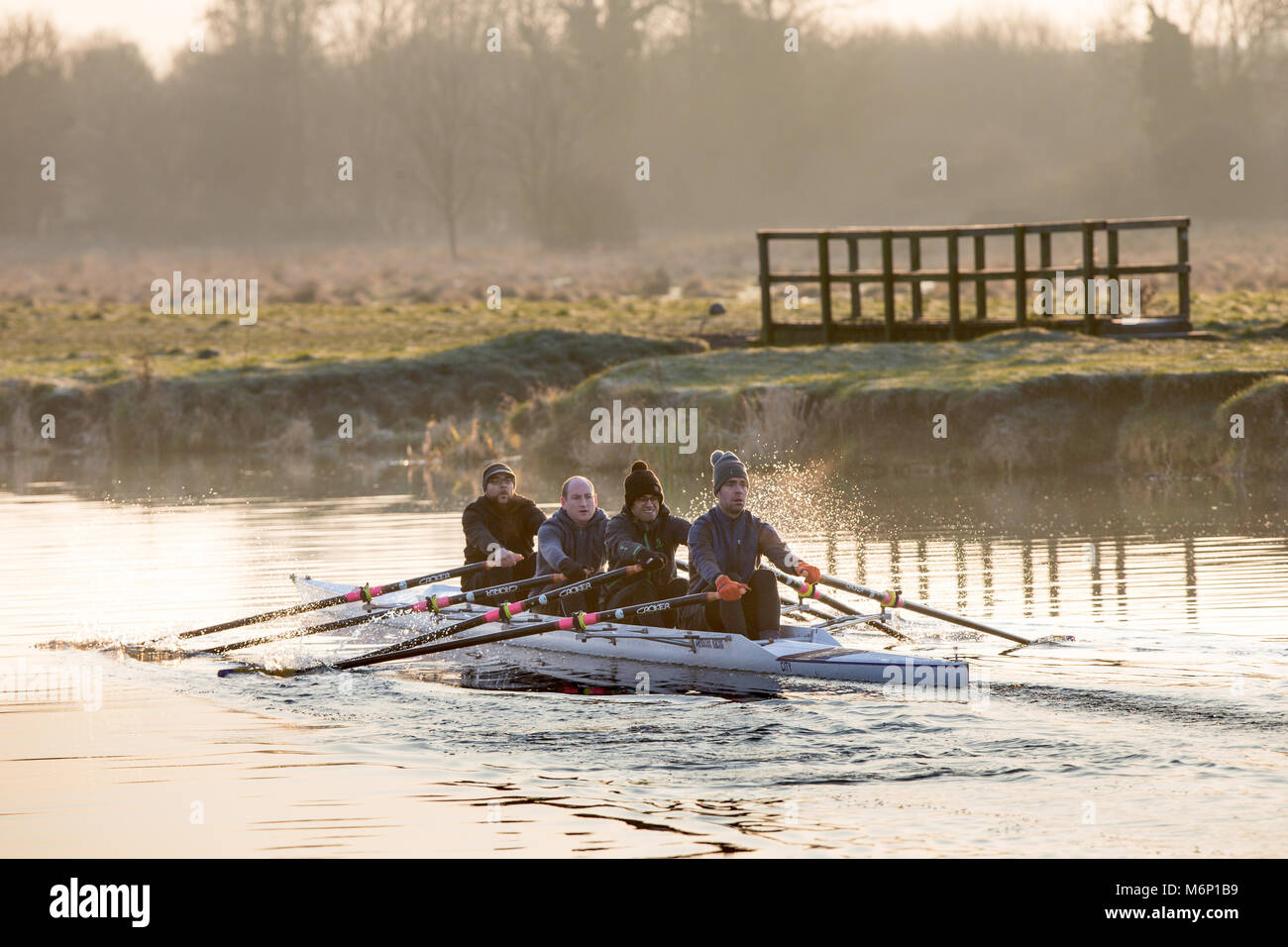 Rowers out on the River Cam in Cambridge at sunrise on Saturday morning