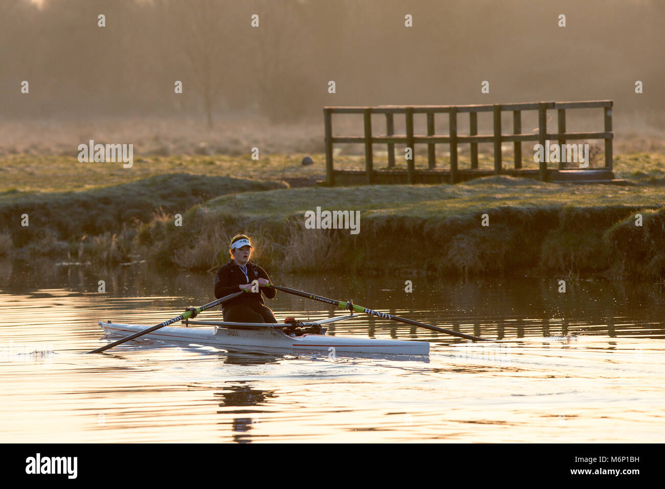 Rowers out on the River Cam in Cambridge at sunrise on Saturday morning