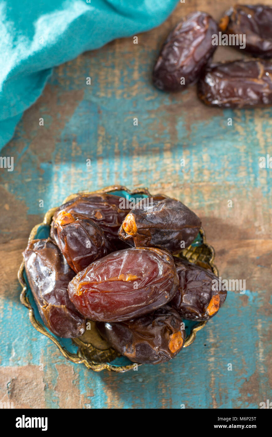 Traditional Middle East dessert, healthy food, big medjool dates fruits
