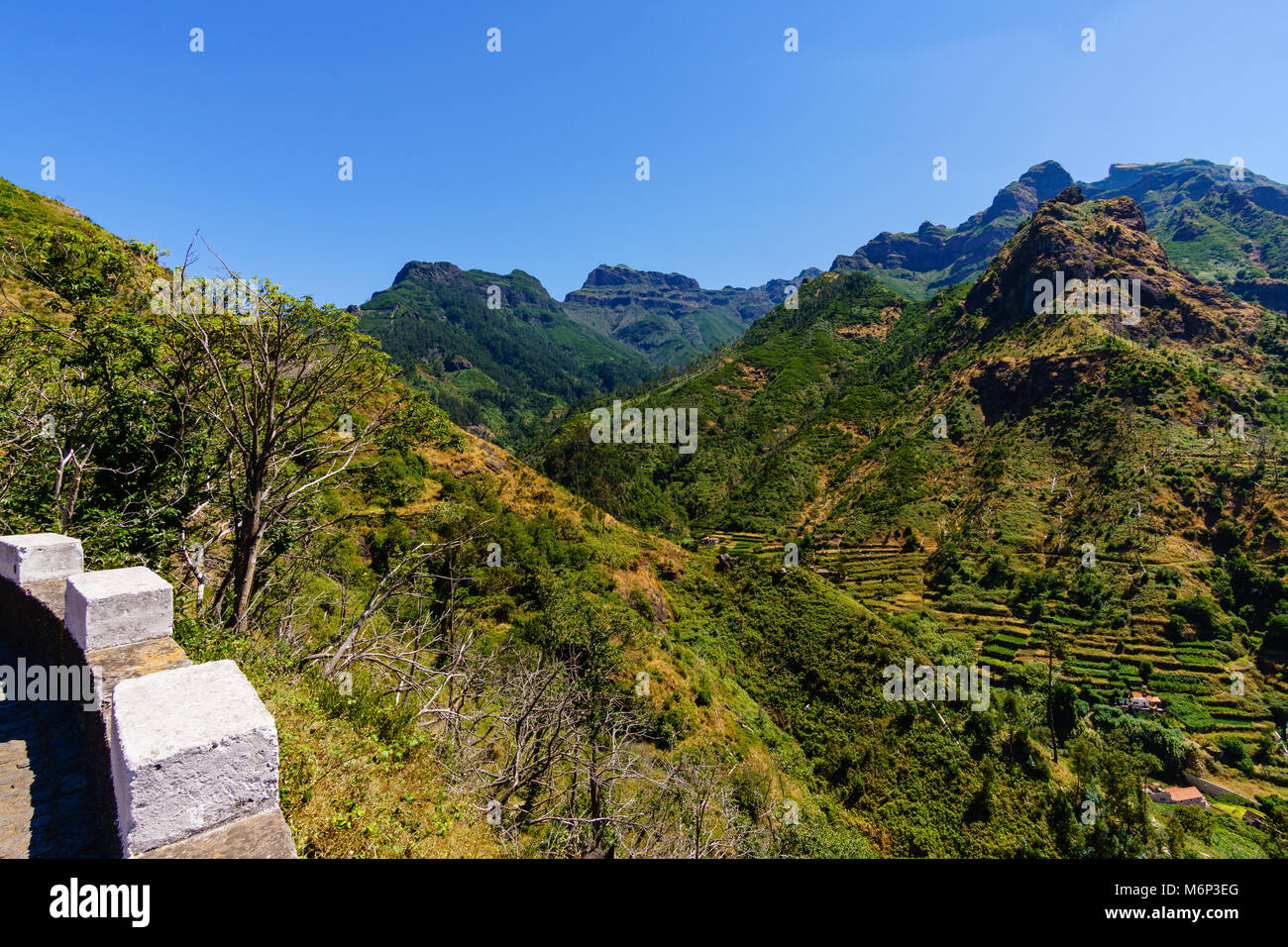 Panoramic view of the agricultural fields in Portugal Stock Photo