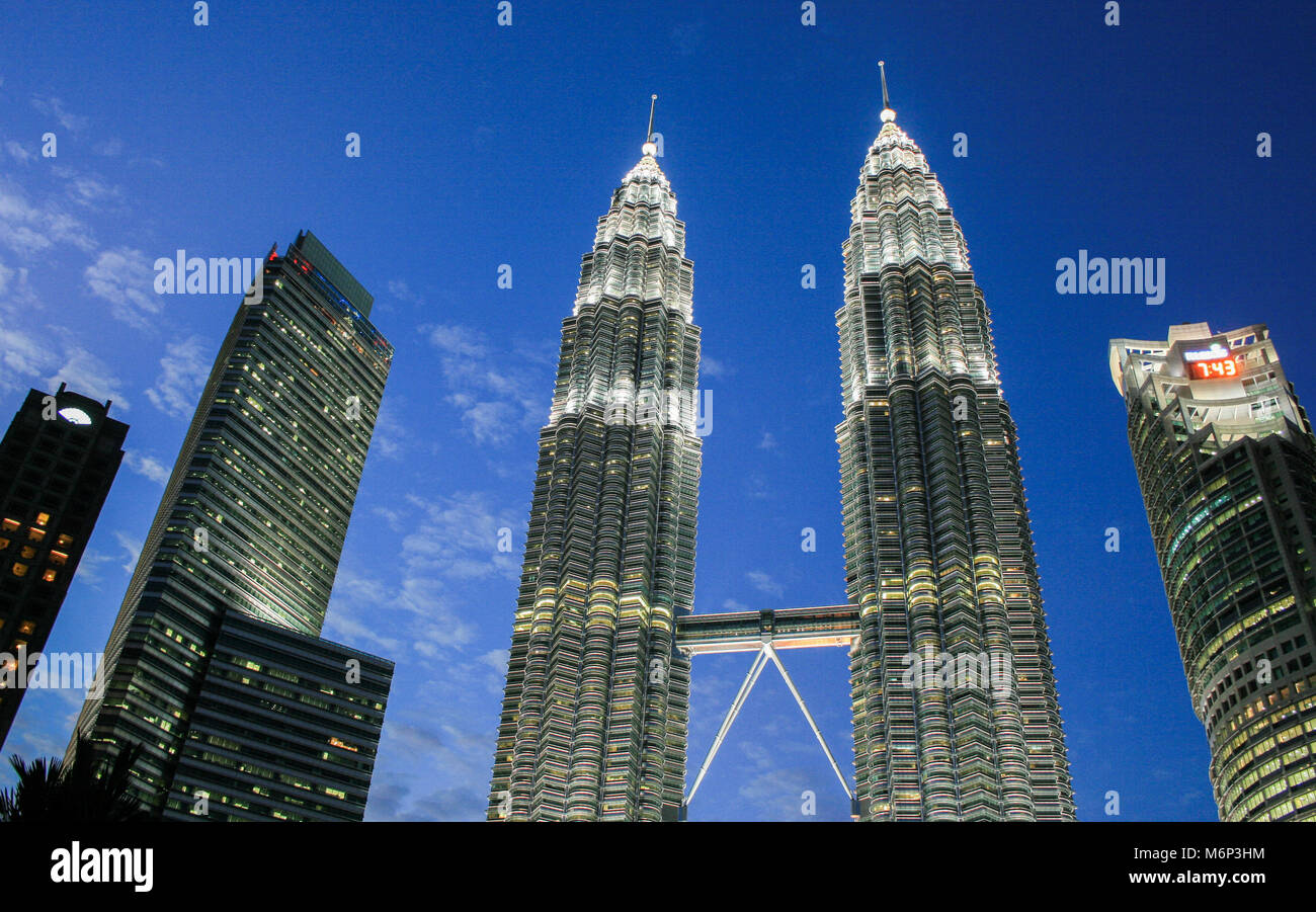 Cityscape scene of Petronas Towers at Kuala Lumpur City Centre (KLCC), Kuala Lumpur, Malaysia Stock Photo