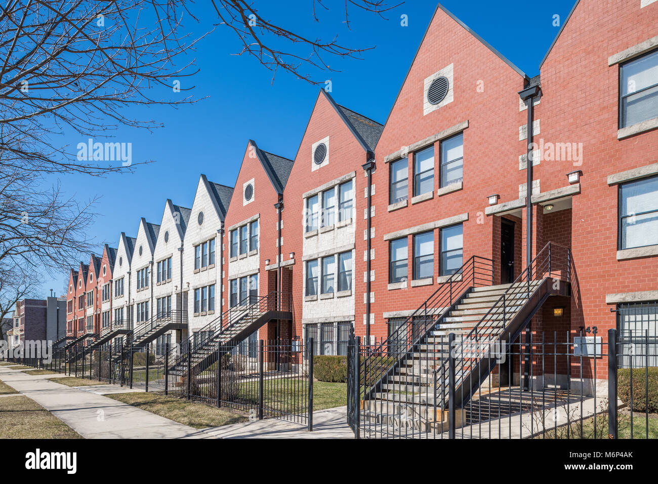 Residential buildings in the Bronzeville Oakland neighborhood Stock