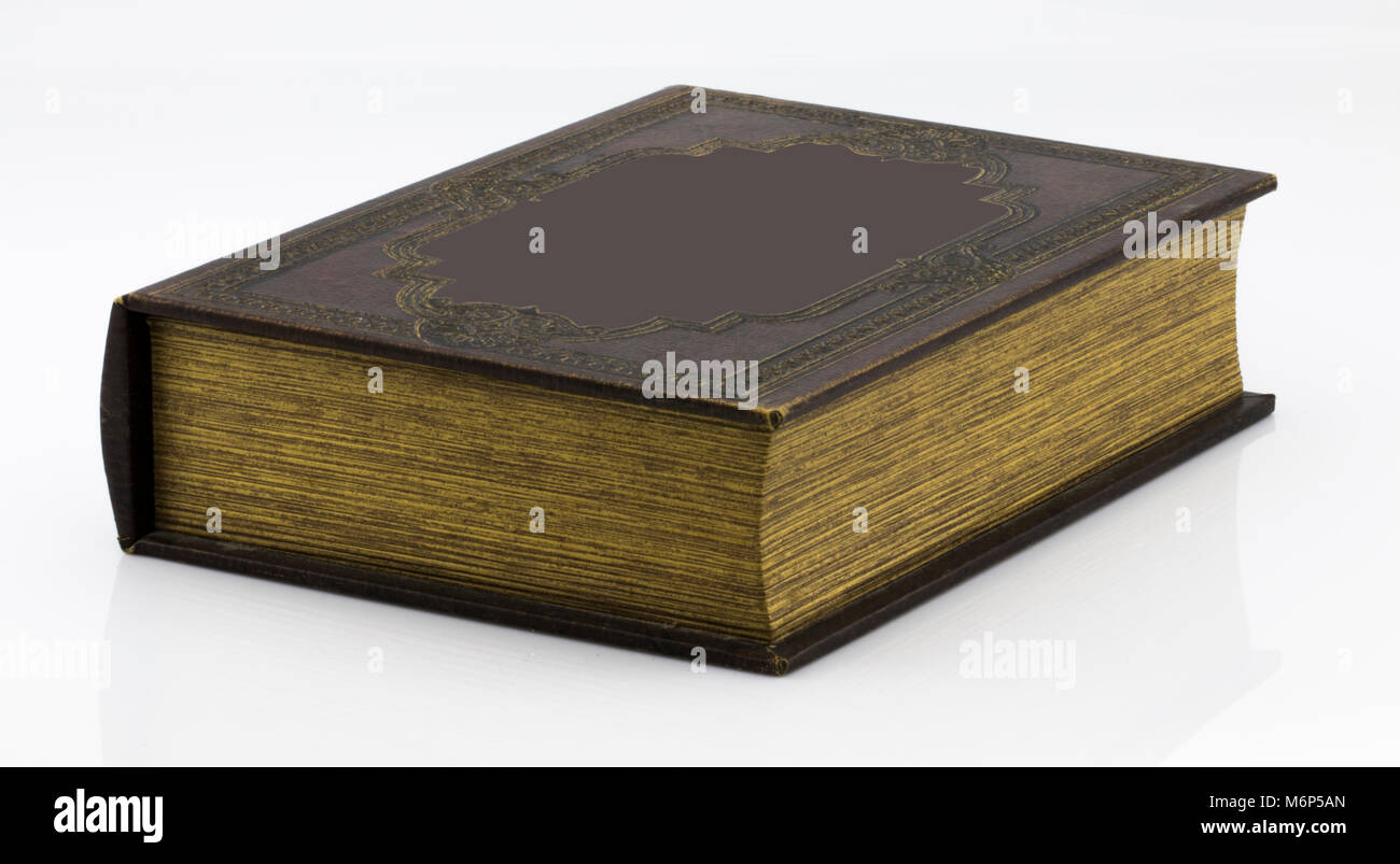 Old book isolated on a white background Stock Photo - Alamy