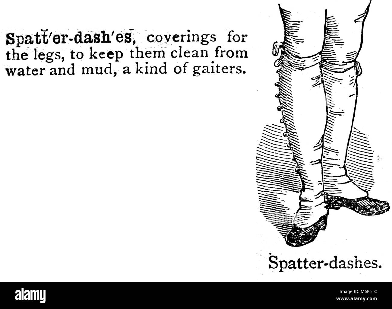 An entry from from Chamber's 20th century Dictionary - UK - circa 1920 - Spatter Dashes Stock Photo