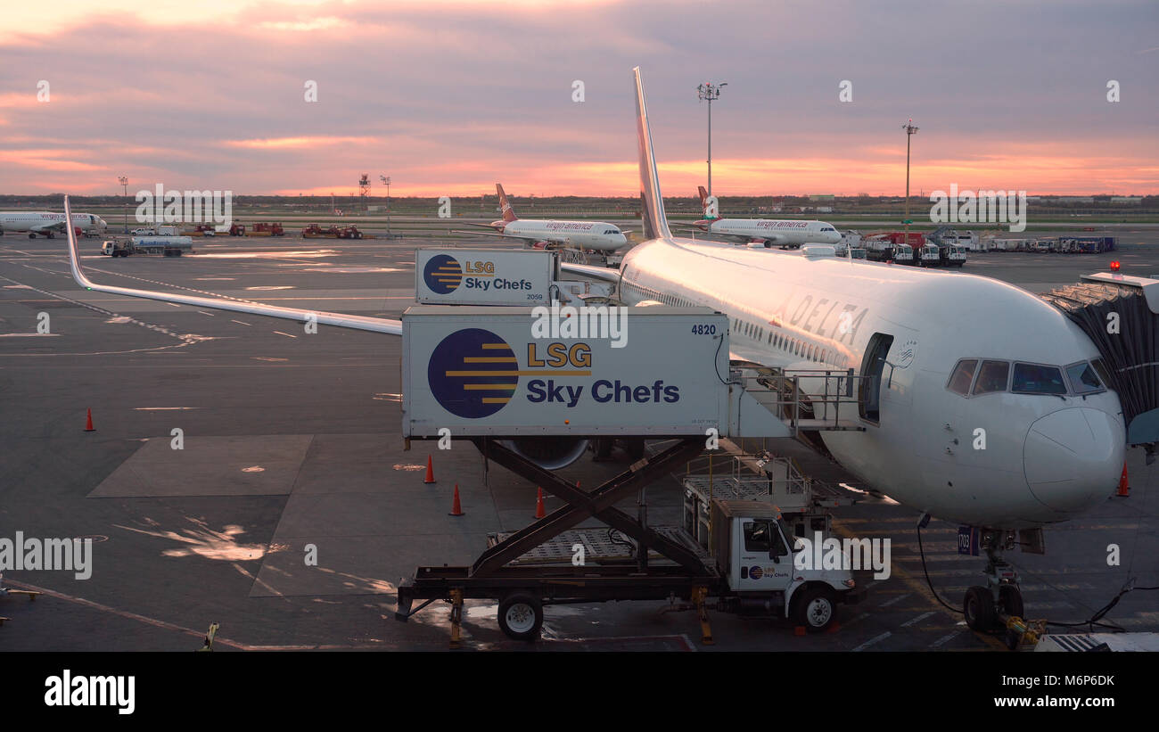 New York City Circa 2017 Delta Airlines airplane at JFK