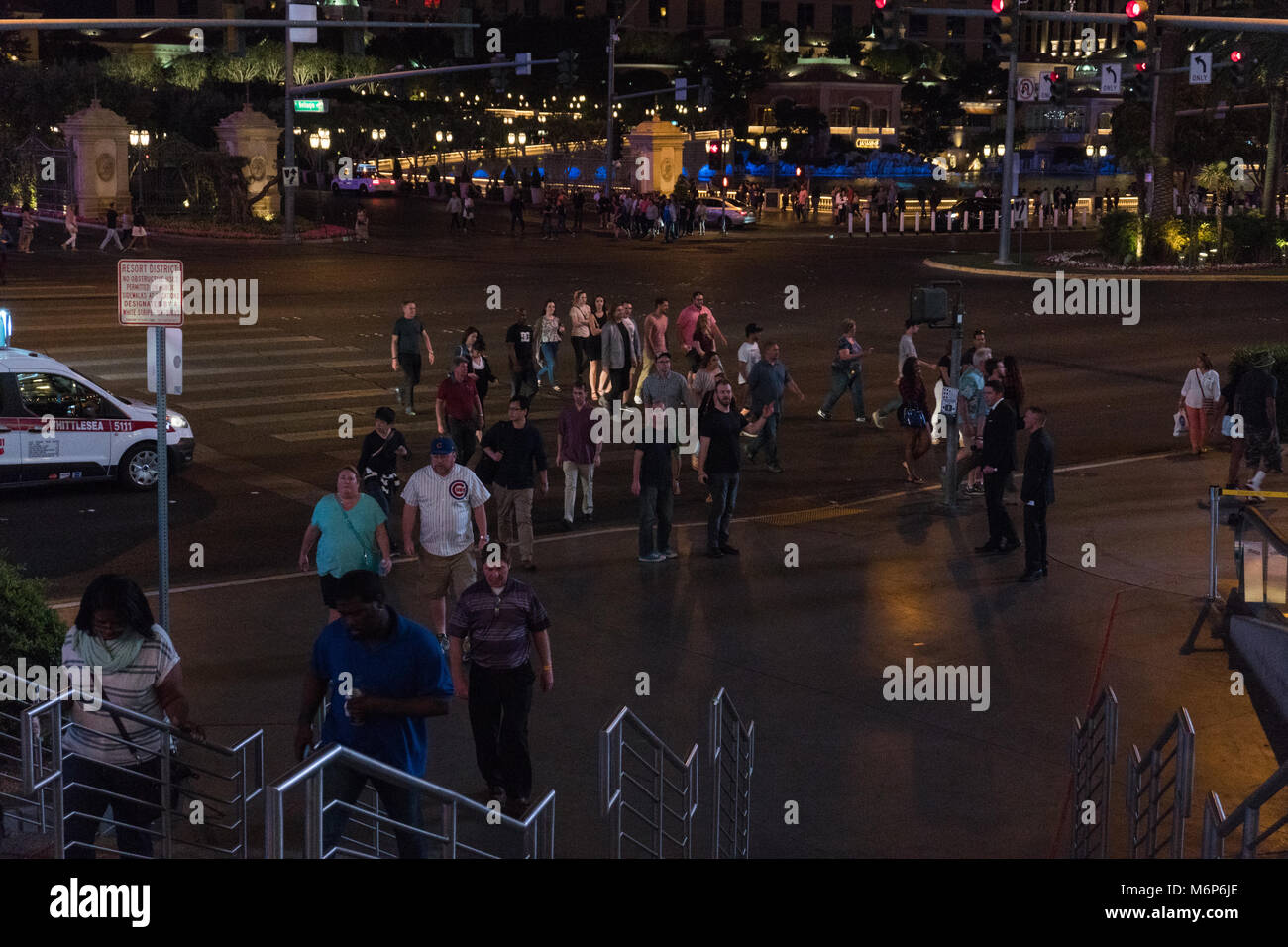 Las Vegas, Nevada - Circa 2017: People walking down sidewalk strip at  night. Adult nightlife capitol of the world in United States desert Stock  Photo - Alamy