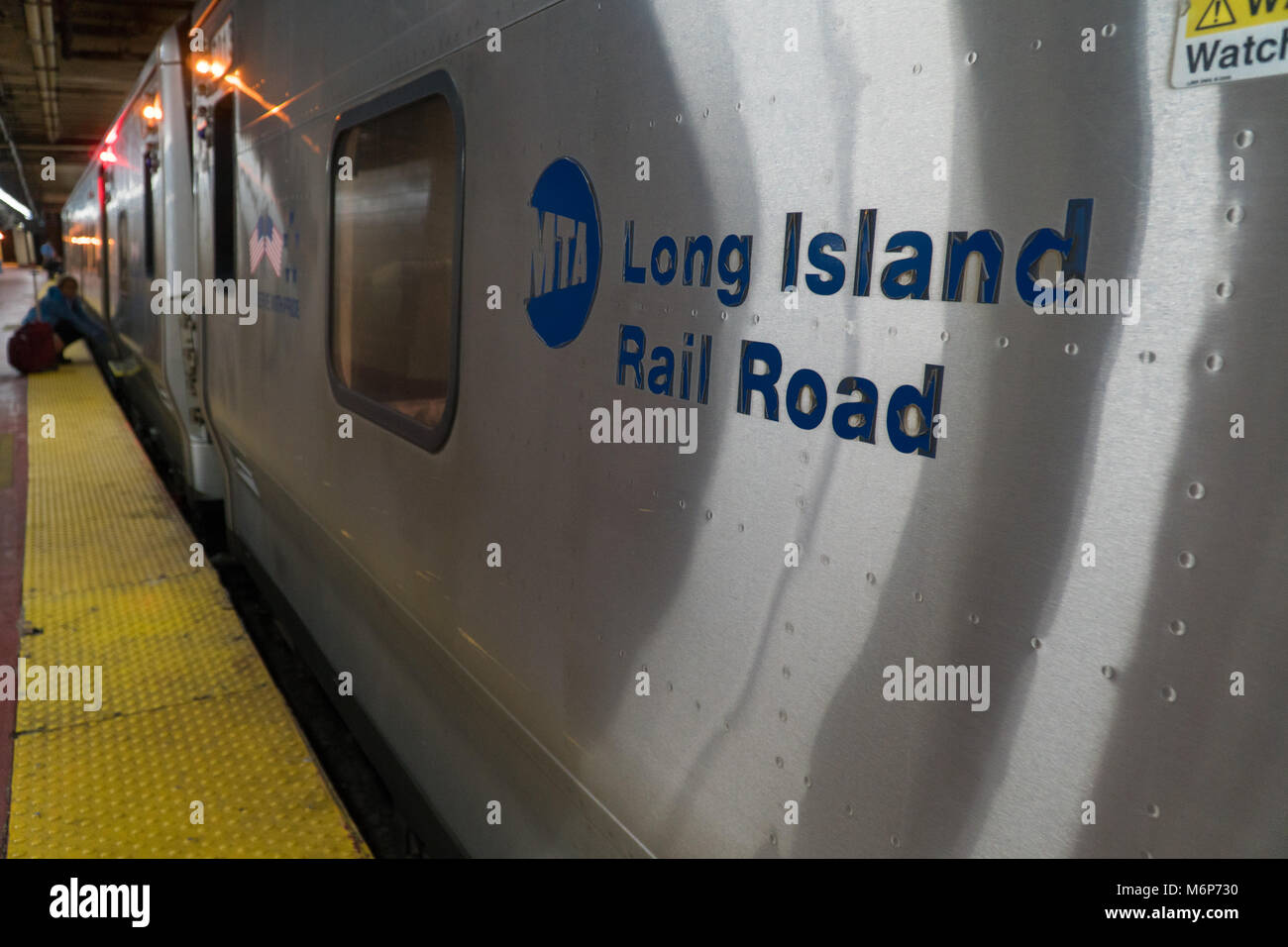 New York City Circa 2017 Long Island Railroad MTA train in Penn