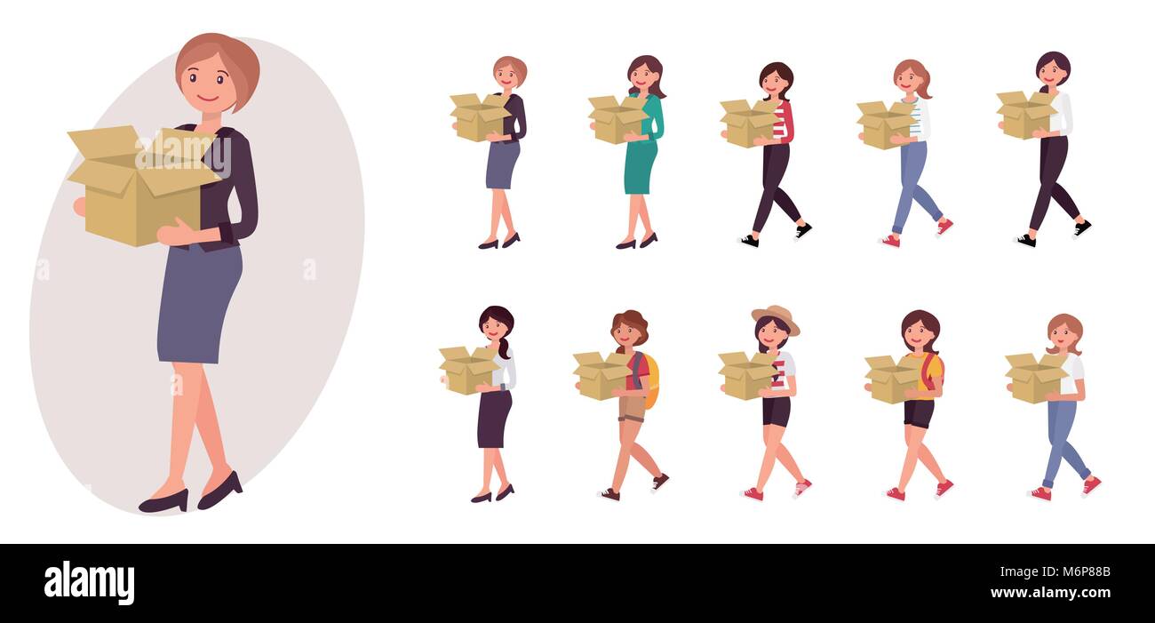 Cartoon character design female office lady carrying empty paper box for packing collection Stock Vector Image & Art - Alamy Cartoon character design female office lady carrying empty paper box for packing collection Stock Vector Image & Art - Alamy