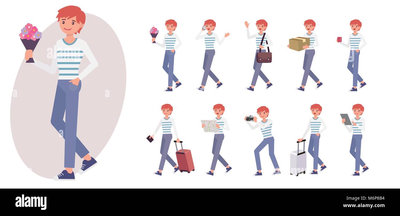 Cartoon Character Design Male Man Collection In Ten Different Pose And Gesture Stock Vector Image Art Alamy