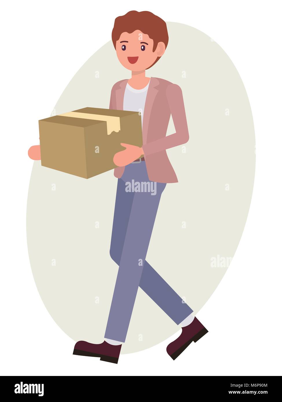 Cartoon character design male man carry paper box Stock Vector
