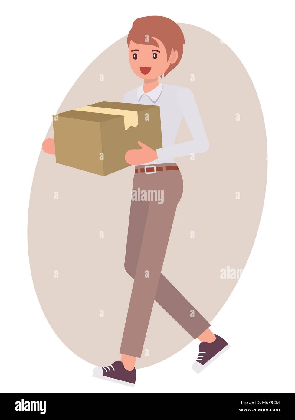 Cartoon character design male man carry paper box Stock Vector