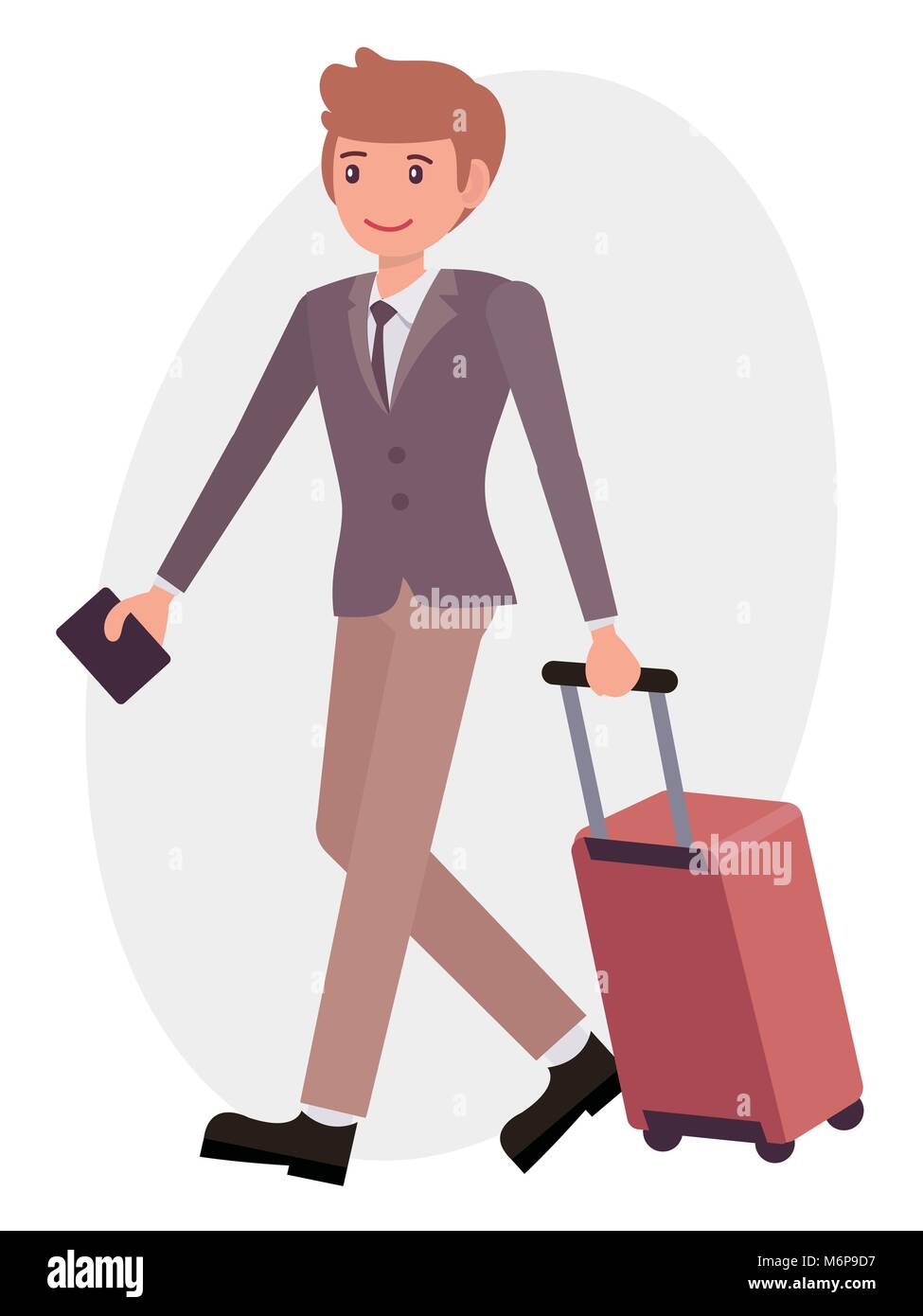 Cartoon character design male man travel with luggage passport Stock ...