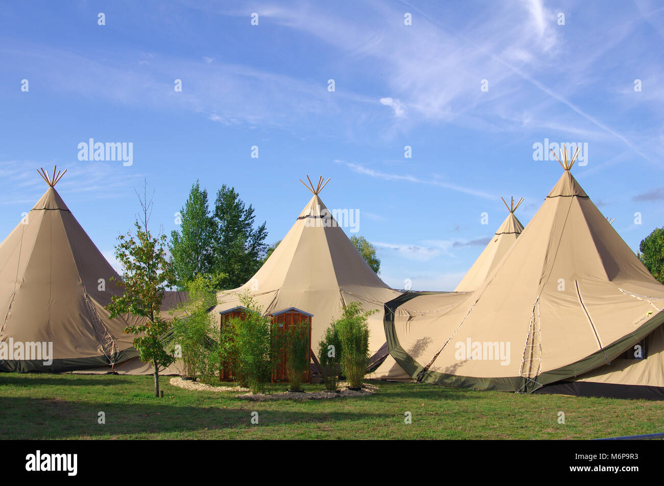 A group of traditional tipis in the nature Stock Photo