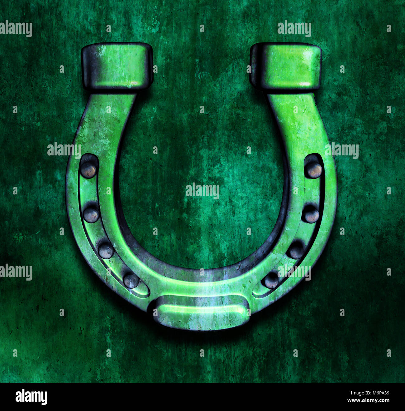 St Patrick abstract lucky charm or green Saint Patricks day rustic horseshoe as a luck of the luck of the irish march celebration in spring  as Stock Photo
