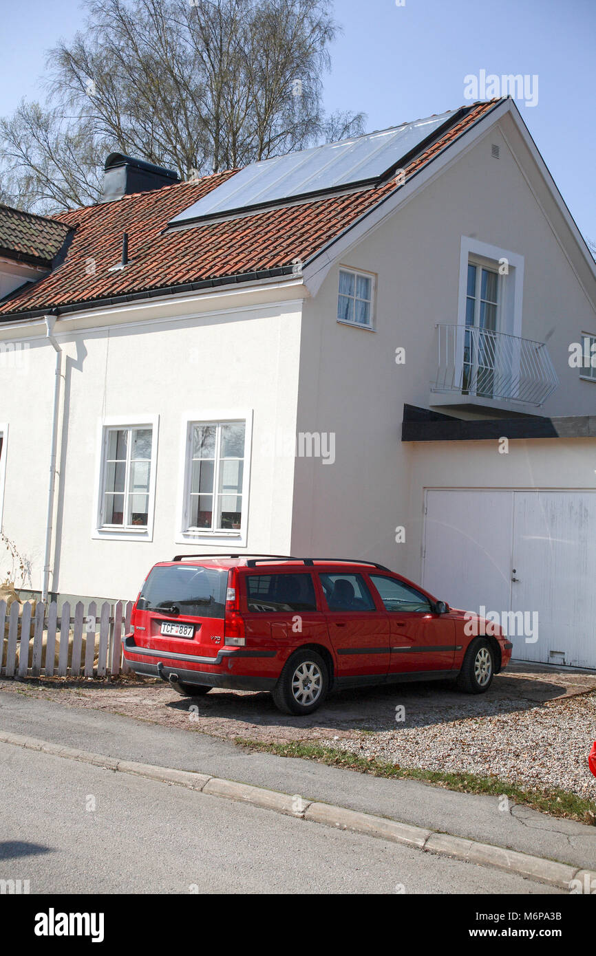 SOLAR COLLECTOR on villa roof  2011 Stock Photo