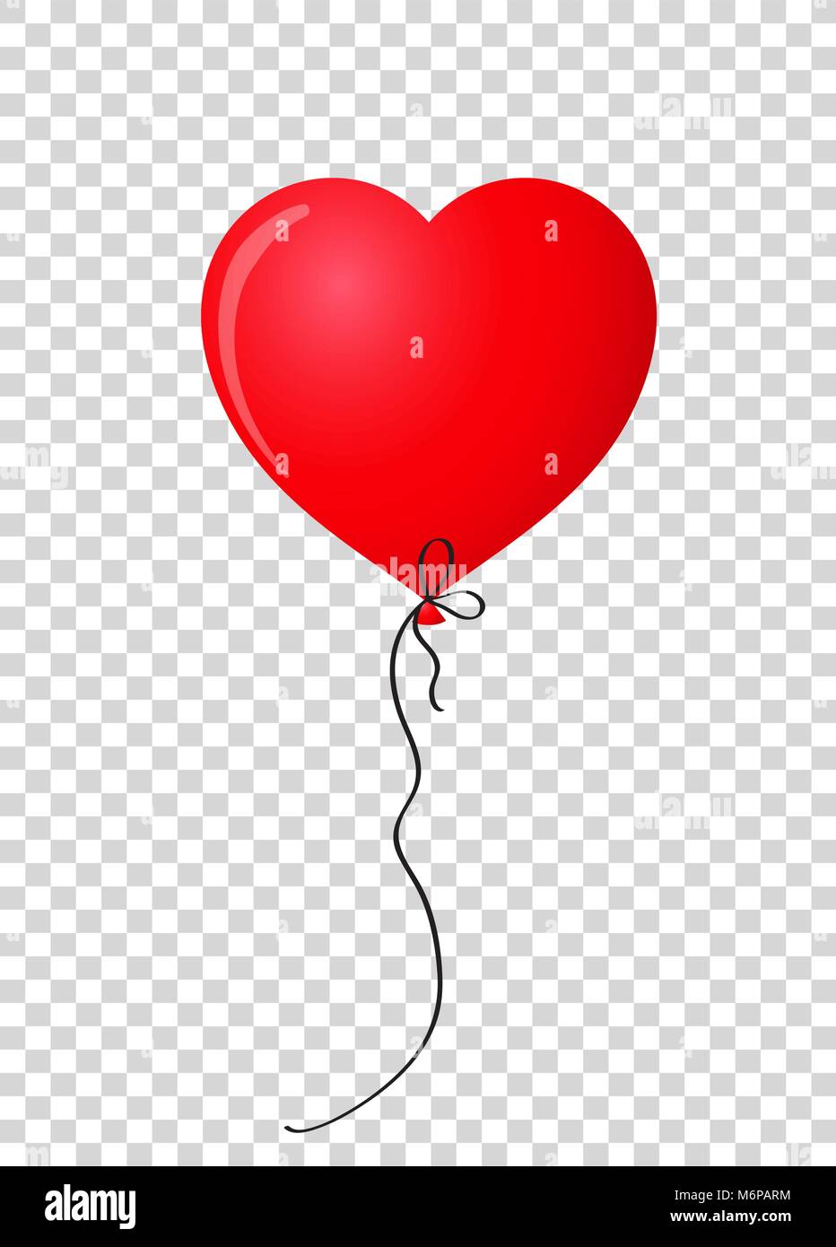 Ruby red realistic heart shaped helium balloon isolated on transparent ...