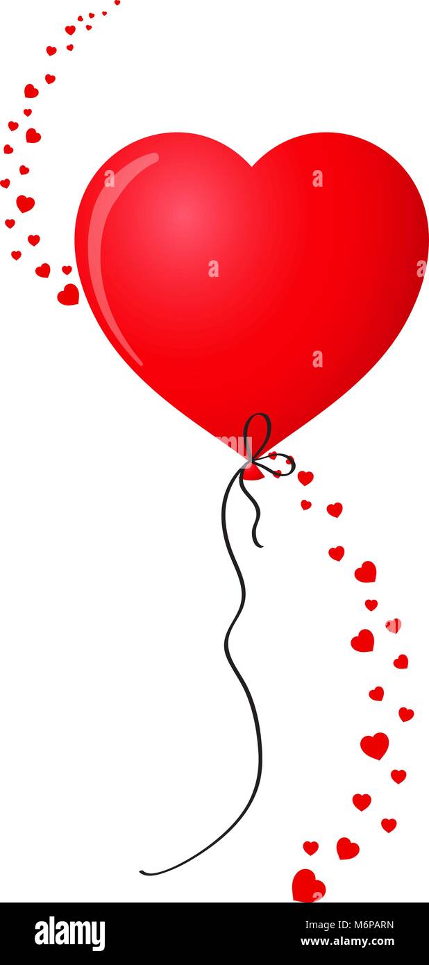 Ruby red realistic heart shaped helium balloon with vertical wave made ...