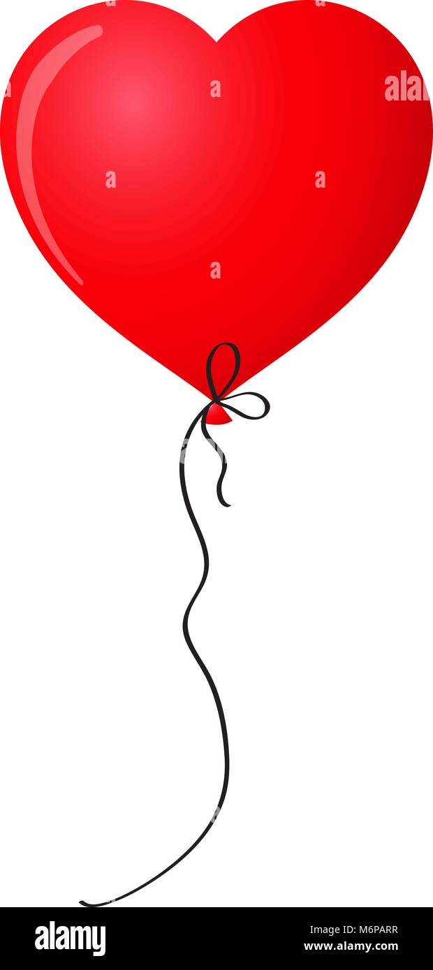 Ruby red realistic heart shaped helium balloon isolated on white ...