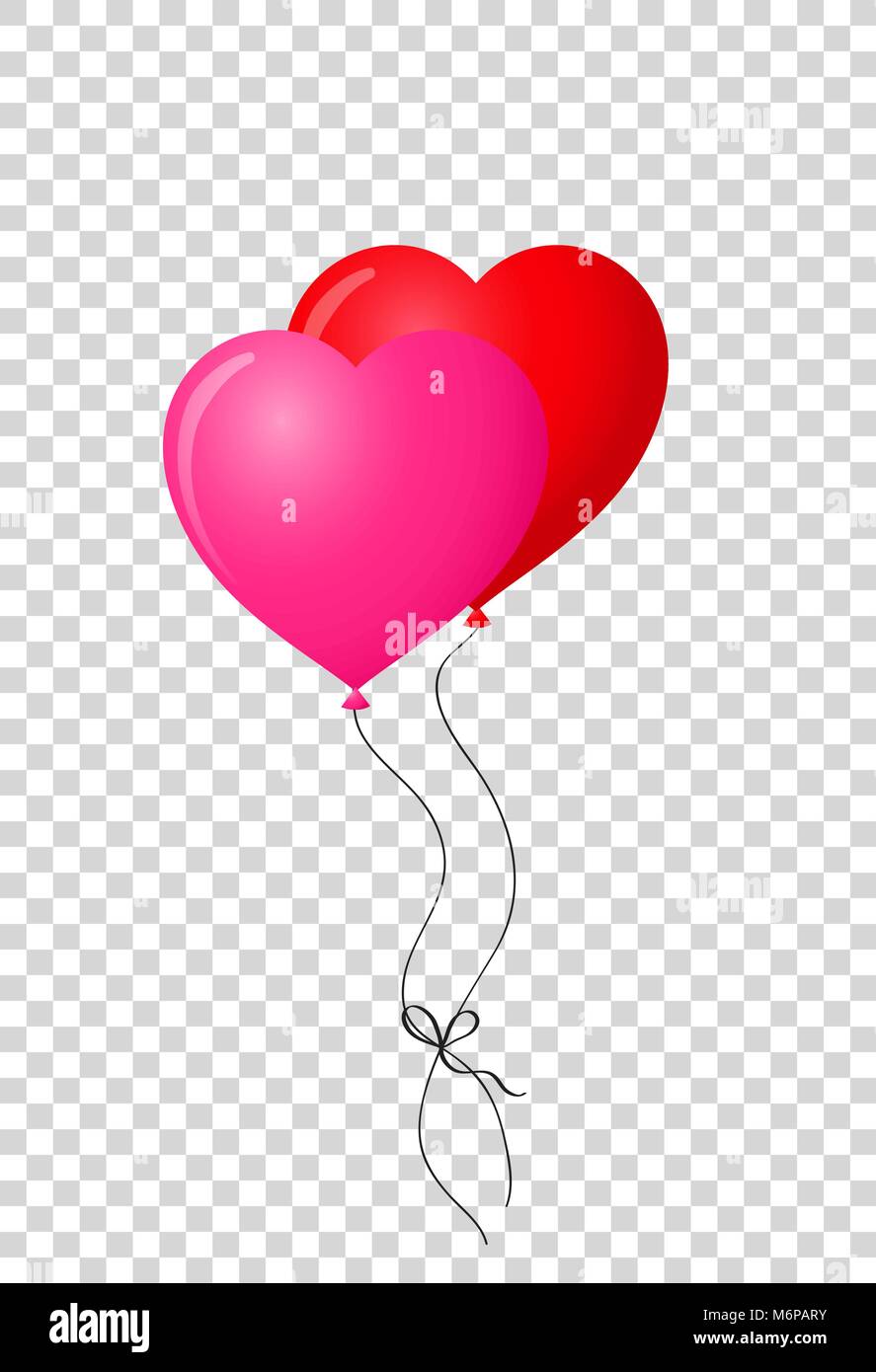 Ruby red and vibrant pink pair of realistic heart shaped helium ...