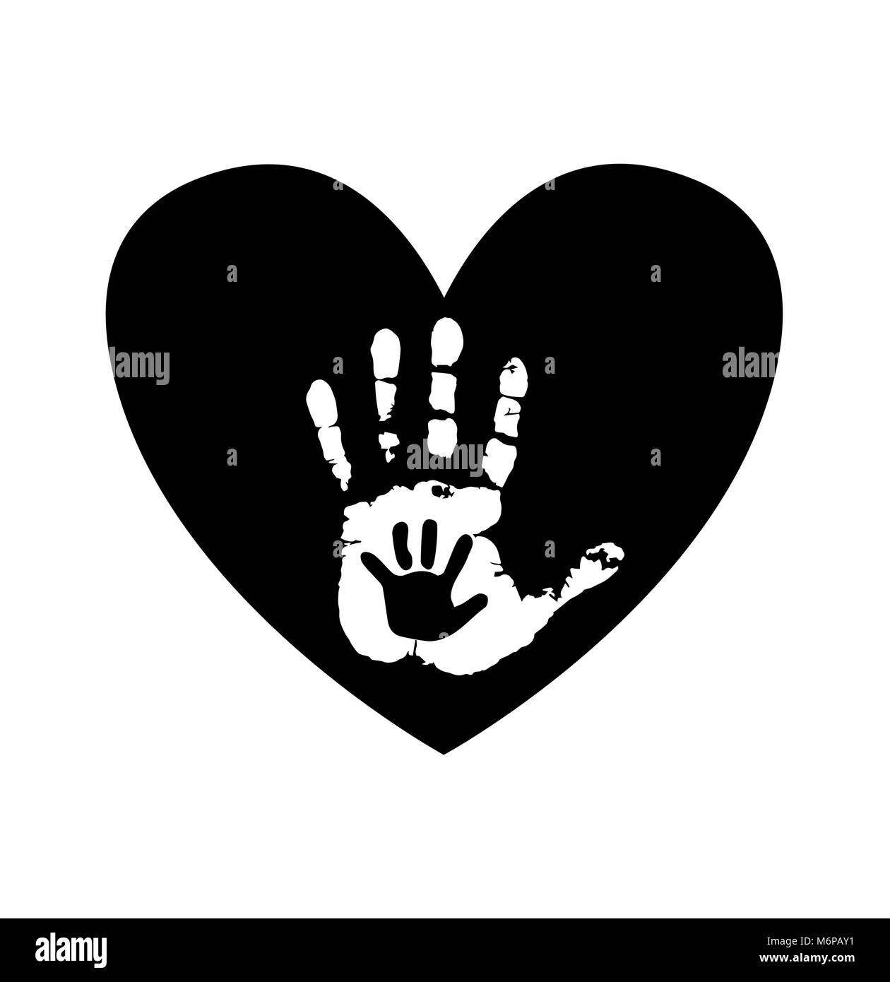 Download Black and white silhouette of adult and baby hands in heart. Mother Stock Vector Art ...