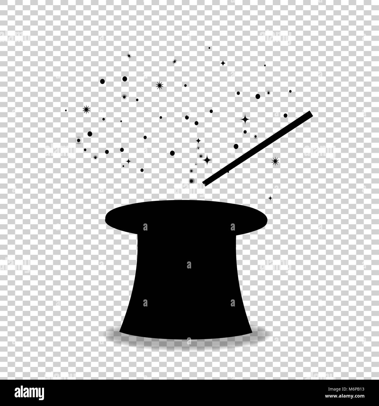 Black Silhouette Of Magical Cylinder Top Hat And Wand With Sparkles Stock Vector Image Art Alamy