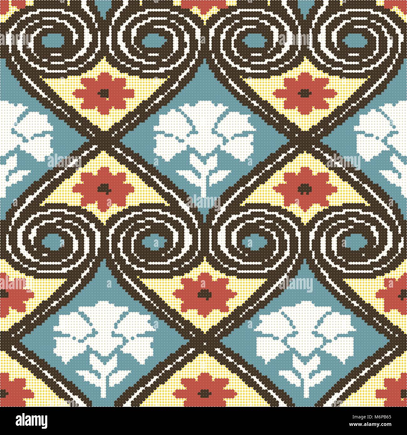 Halbred Pattern Halftone colorful seamless retro pattern spiral round heart cross ...