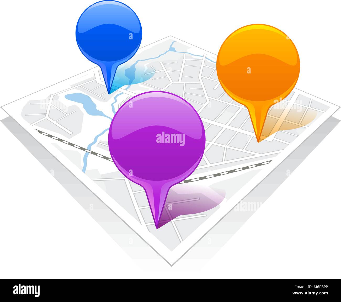 Abstract map with glossy markers Stock Vector