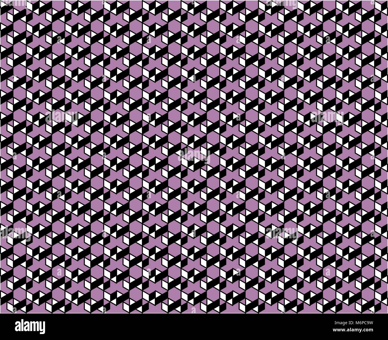 Abstract geometric pattern of purple, black, and white colors - Vector illustration. Stock Vector