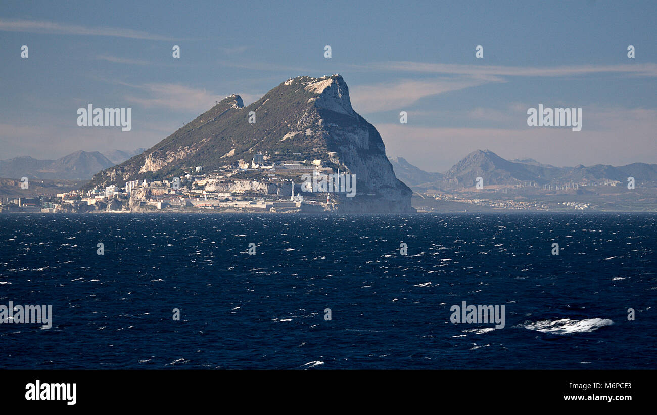 The Rock of Gibralta viewed from the sea Stock Photo