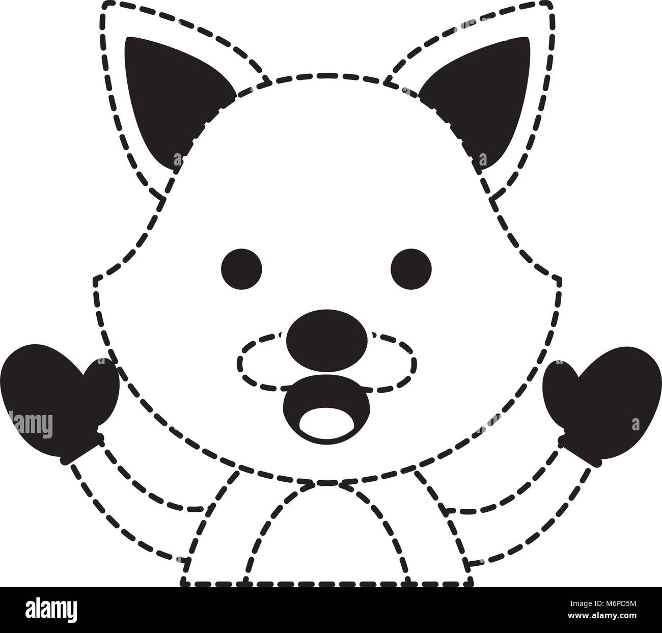 cute fox with gloves over white background vector illustration Stock