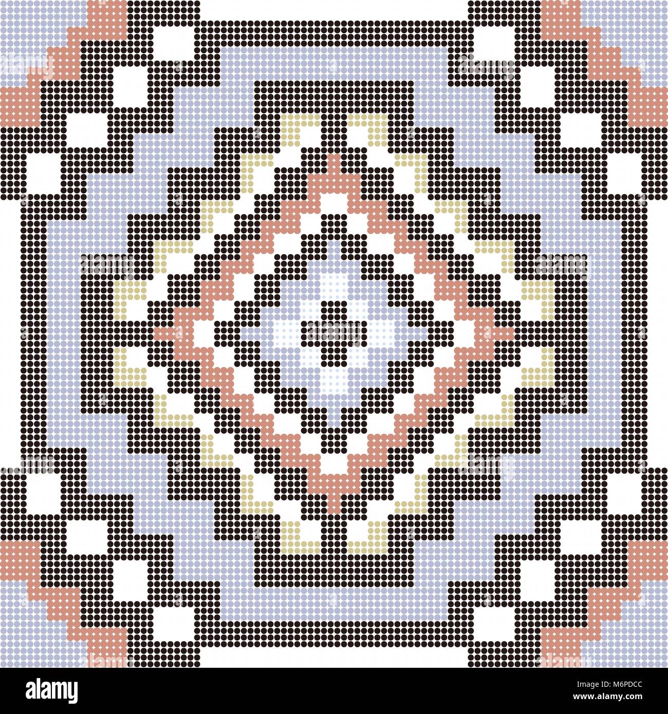 Halftone colorful seamless retro pattern square mosaic octagon geometry ...